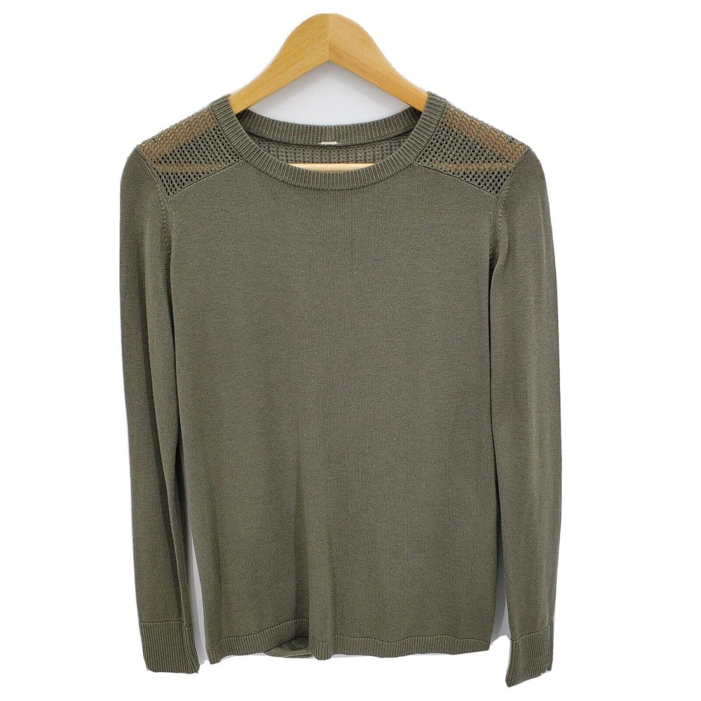 Lululemon Back to Balance Long Sleeve Sweater Sage Green Cashmere Blend Size 4